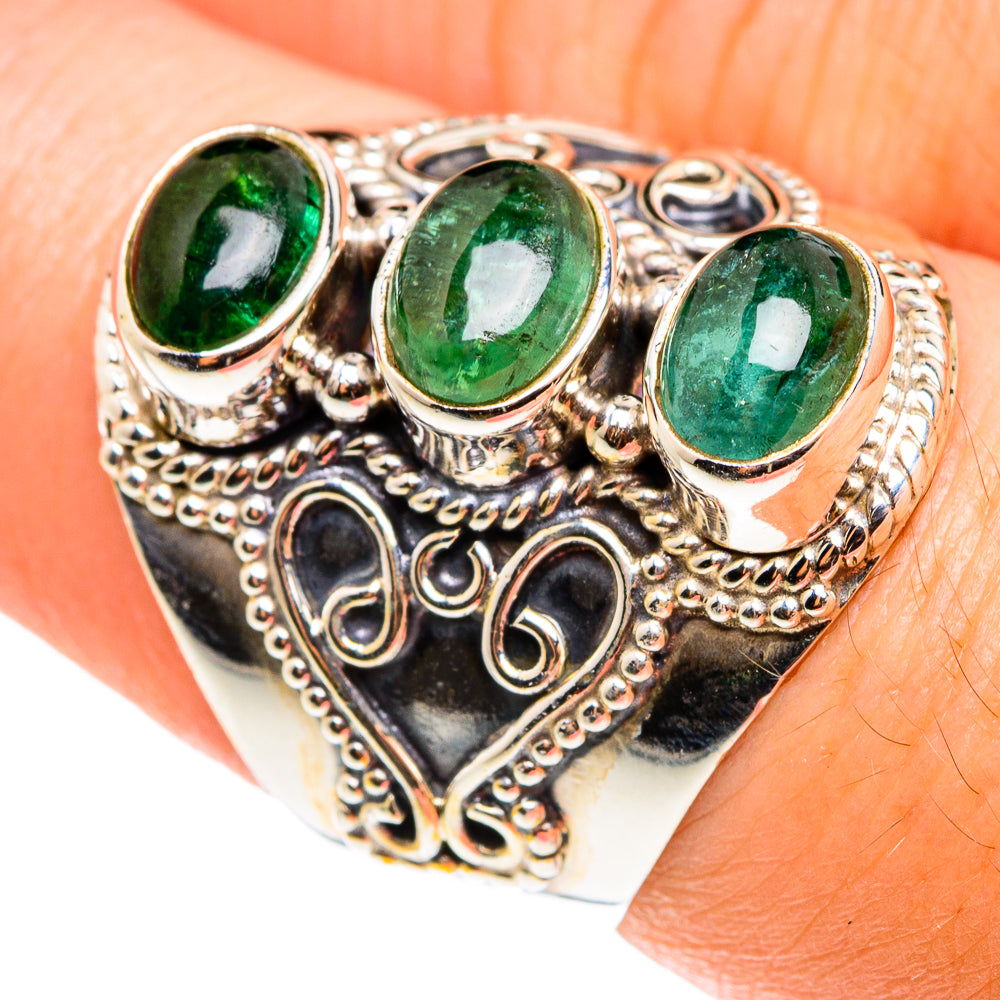 Green Tourmaline Rings handcrafted by Ana Silver Co - RING76327