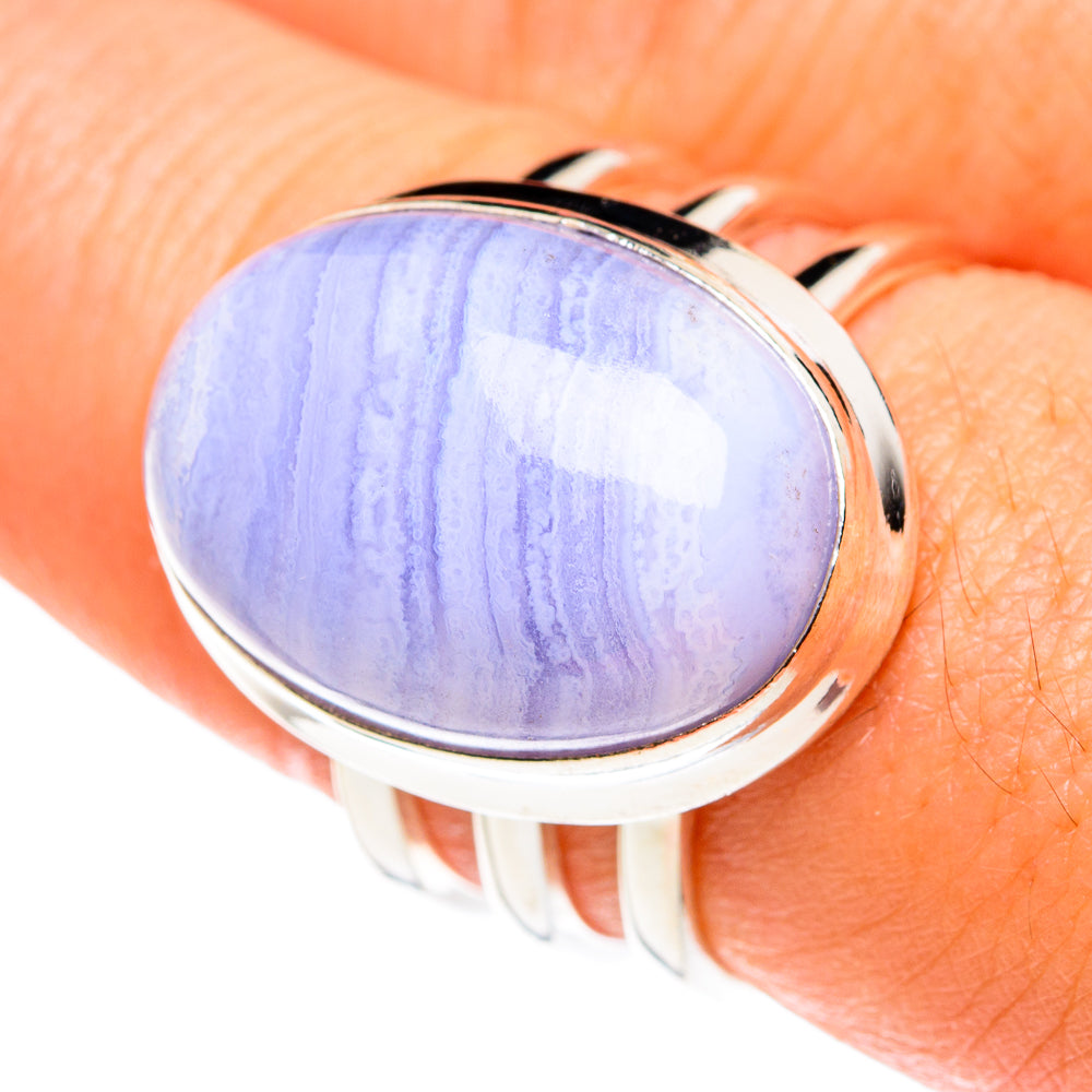 Blue Lace Agate Rings handcrafted by Ana Silver Co - RING76350