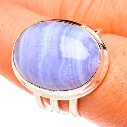 Blue Lace Agate Rings handcrafted by Ana Silver Co - RING76384