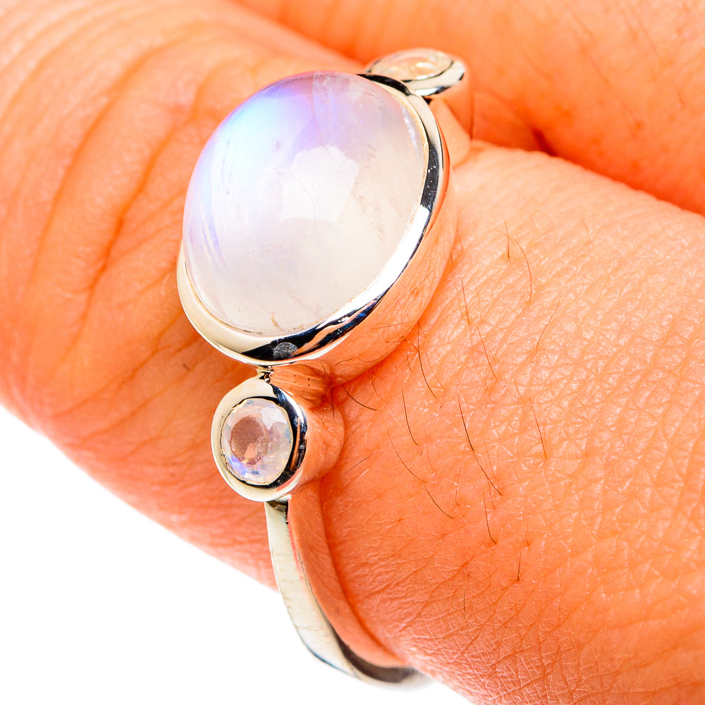 Rainbow Moonstone Rings handcrafted by Ana Silver Co - RING76385