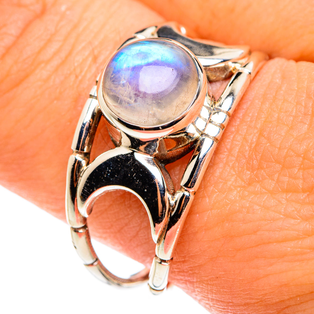Rainbow Moonstone Rings handcrafted by Ana Silver Co - RING76416
