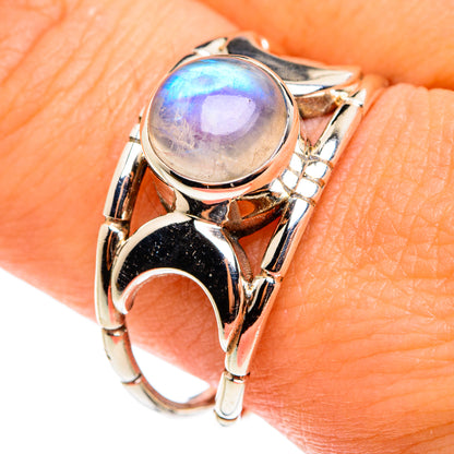 Rainbow Moonstone Rings handcrafted by Ana Silver Co - RING76416