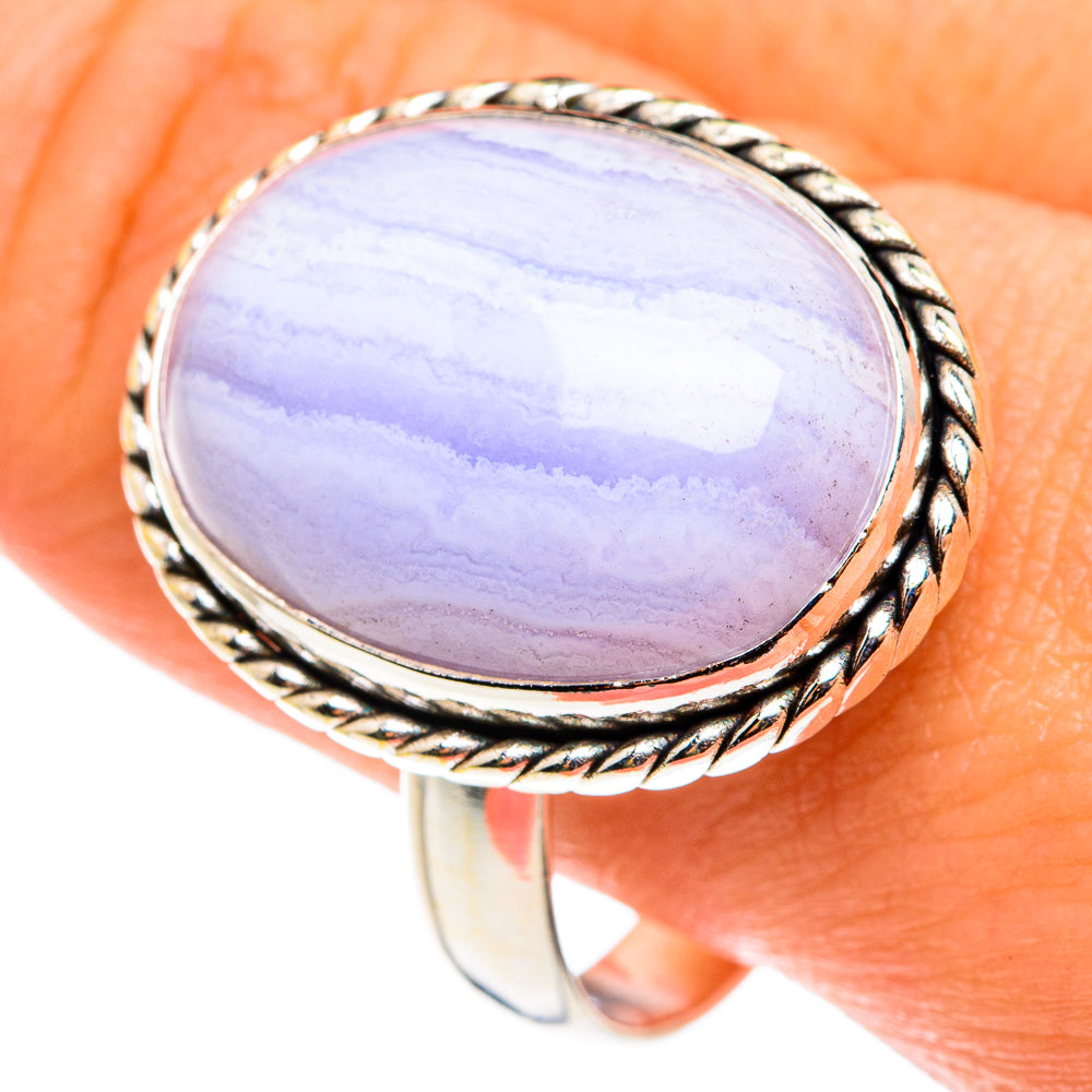 Blue Lace Agate Rings handcrafted by Ana Silver Co - RING76445