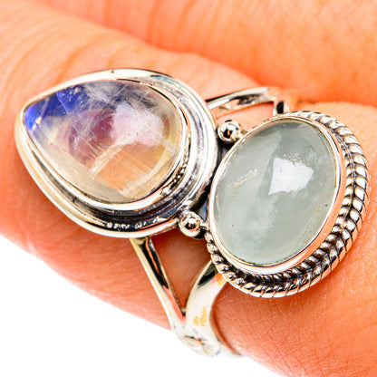 Rainbow Moonstone Rings handcrafted by Ana Silver Co - RING76449