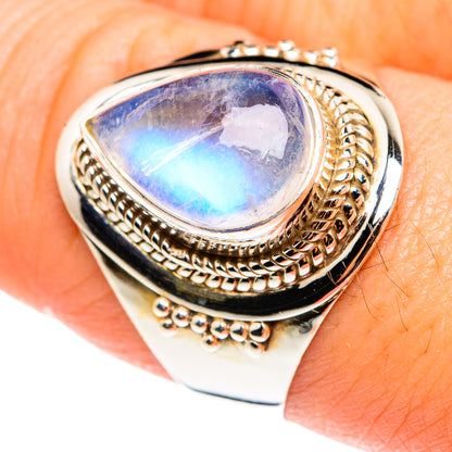 Rainbow Moonstone Rings handcrafted by Ana Silver Co - RING76503