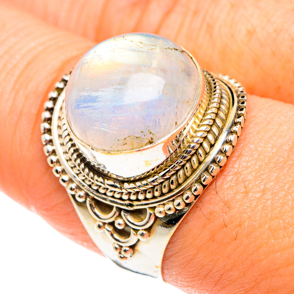 Rainbow Moonstone Rings handcrafted by Ana Silver Co - RING76542
