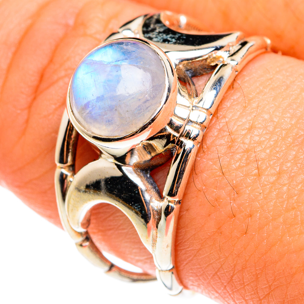 Rainbow Moonstone Rings handcrafted by Ana Silver Co - RING76544