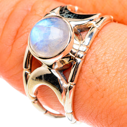 Rainbow Moonstone Rings handcrafted by Ana Silver Co - RING76544