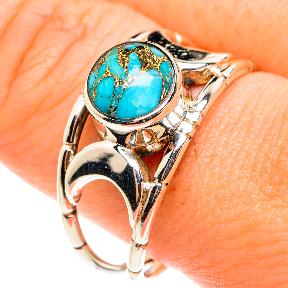 Blue Copper Composite Turquoise Rings handcrafted by Ana Silver Co - RING76553