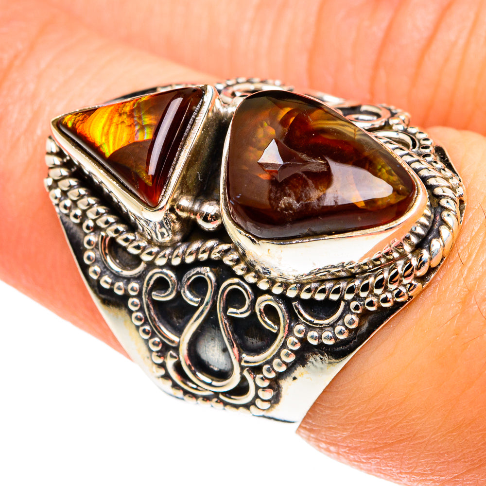 Mexican Fire Agate Rings handcrafted by Ana Silver Co - RING76602