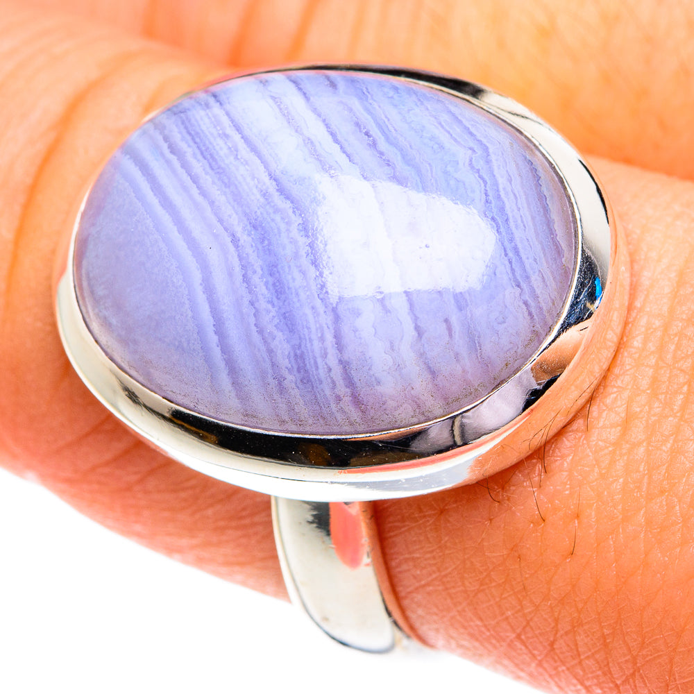 Blue Lace Agate Rings handcrafted by Ana Silver Co - RING76695