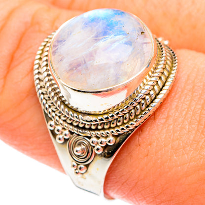 Rainbow Moonstone Rings handcrafted by Ana Silver Co - RING76696