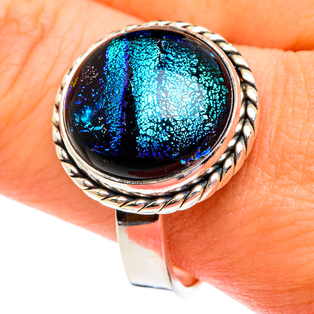 Dichroic Glass Rings handcrafted by Ana Silver Co - RING76701