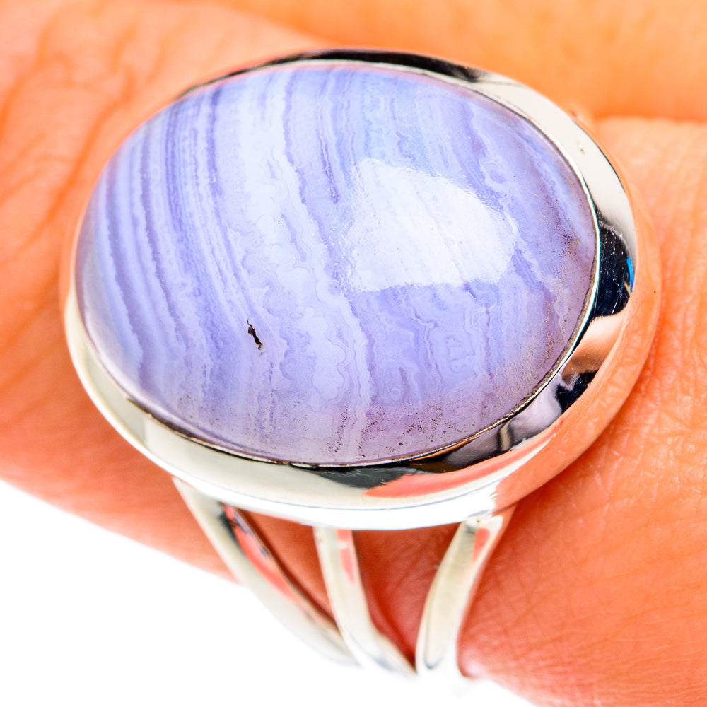 Blue Lace Agate Rings handcrafted by Ana Silver Co - RING76723