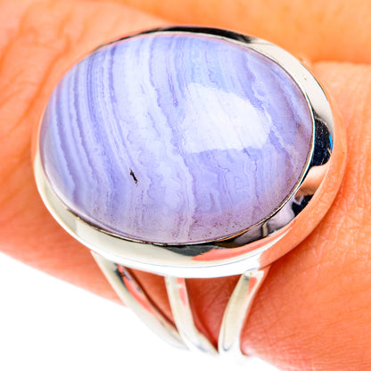 Blue Lace Agate Rings handcrafted by Ana Silver Co - RING76723