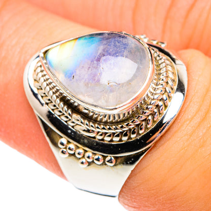Rainbow Moonstone Rings handcrafted by Ana Silver Co - RING76724