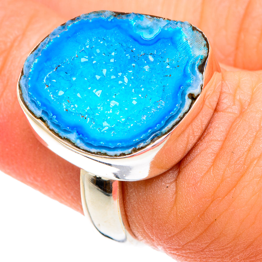 Blue Geode Slice Rings handcrafted by Ana Silver Co - RING76730