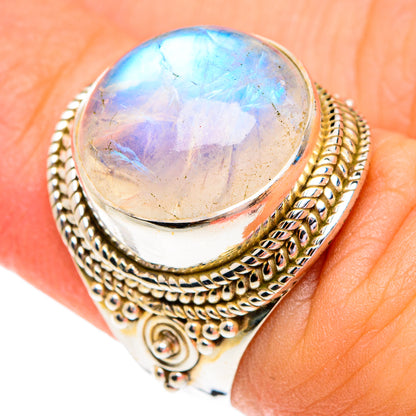 Rainbow Moonstone Rings handcrafted by Ana Silver Co - RING76750