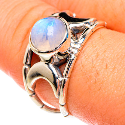Rainbow Moonstone Rings handcrafted by Ana Silver Co - RING76776