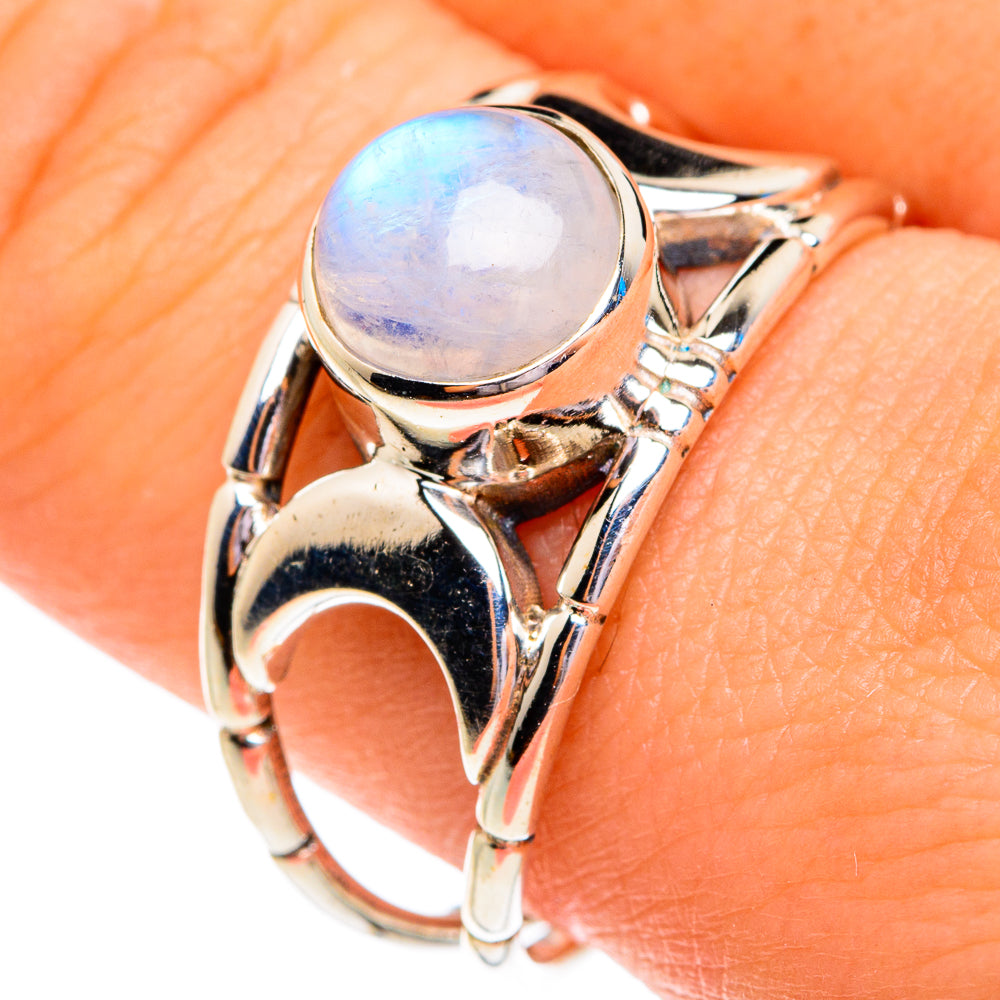 Rainbow Moonstone Rings handcrafted by Ana Silver Co - RING76802