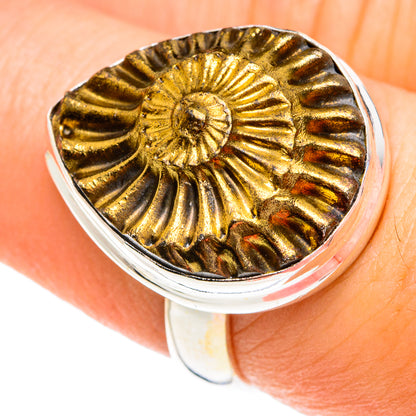 Pyrite Fossil Rings handcrafted by Ana Silver Co - RING76825