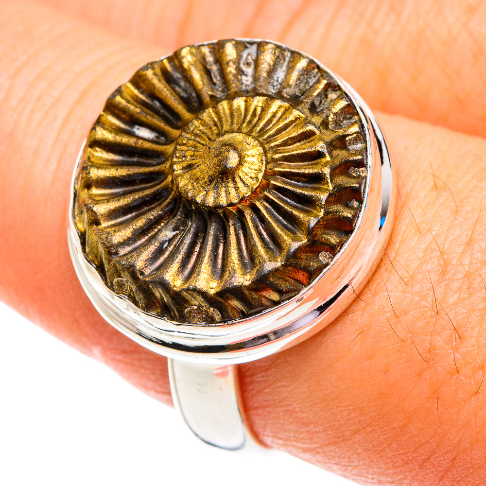Pyrite Fossil Rings handcrafted by Ana Silver Co - RING76826