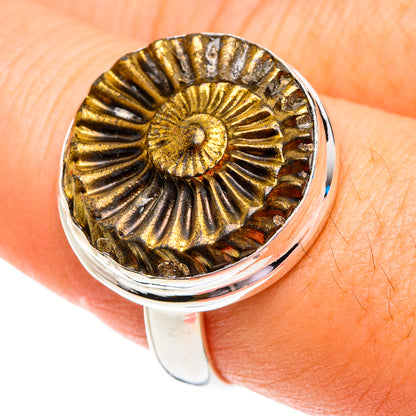 Pyrite Fossil Rings handcrafted by Ana Silver Co - RING76826