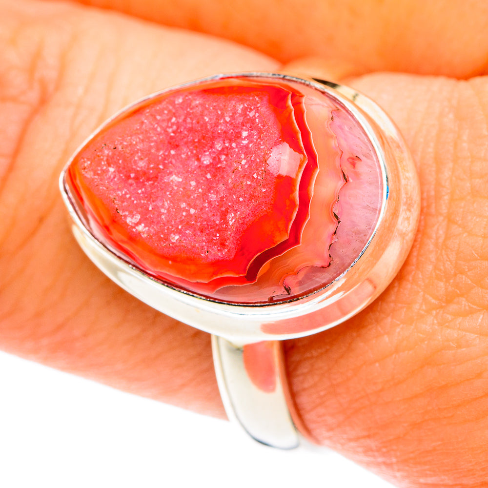 Pink Geode Slice Rings handcrafted by Ana Silver Co - RING76865