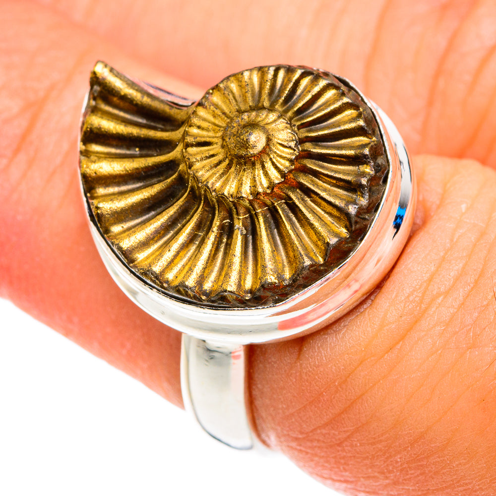 Pyrite Fossil Rings handcrafted by Ana Silver Co - RING76880