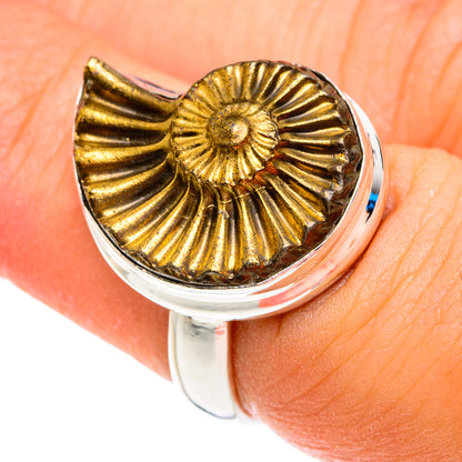 Pyrite Fossil Rings handcrafted by Ana Silver Co - RING76880