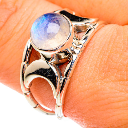 Rainbow Moonstone Rings handcrafted by Ana Silver Co - RING76881