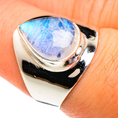 Rainbow Moonstone Rings handcrafted by Ana Silver Co - RING76882