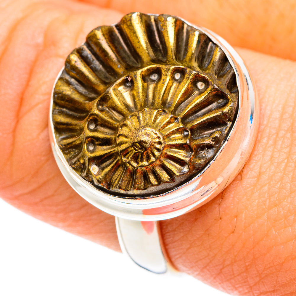 Pyrite Fossil Rings handcrafted by Ana Silver Co - RING76912