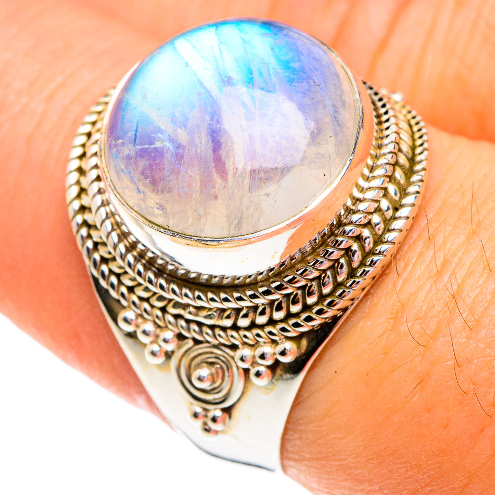 Rainbow Moonstone Rings handcrafted by Ana Silver Co - RING76914