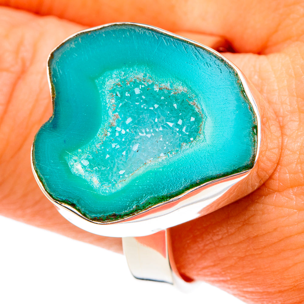 Green Geode Slice Rings handcrafted by Ana Silver Co - RING76933