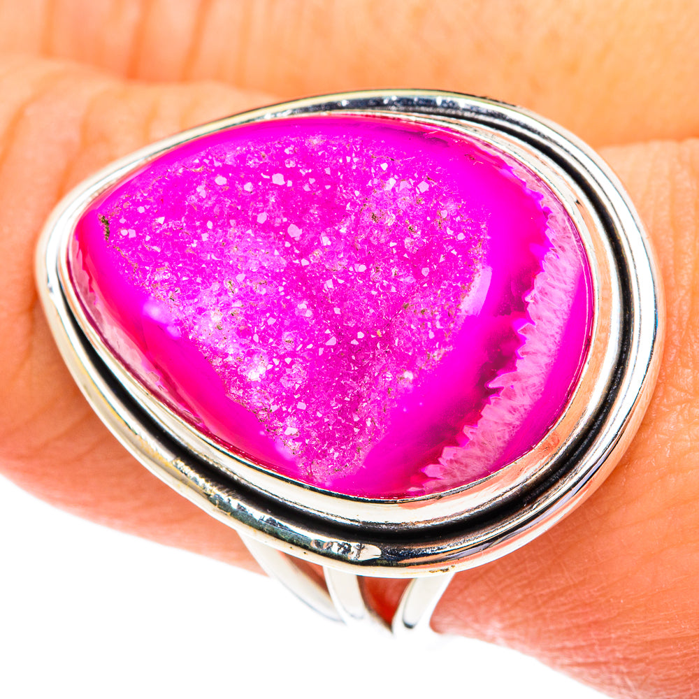Pink Druzy Rings handcrafted by Ana Silver Co - RING76938