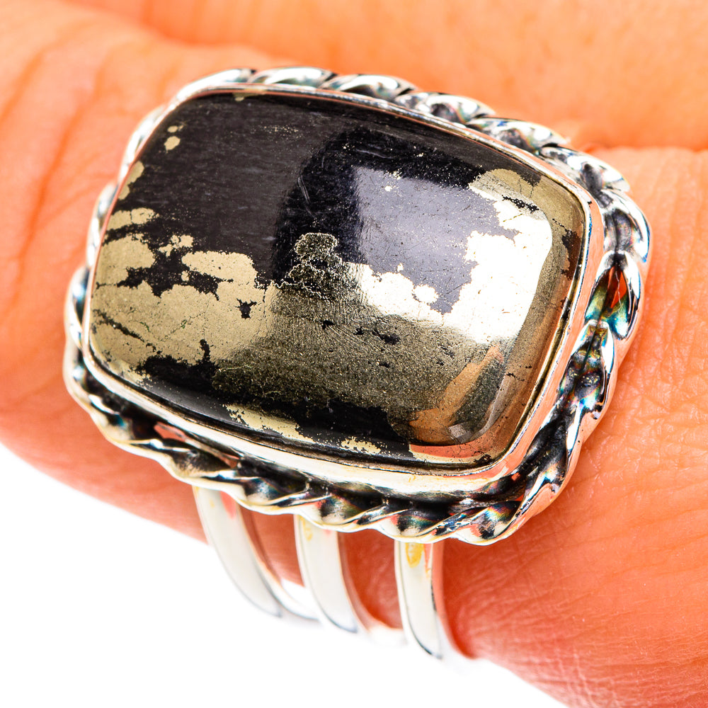 Pyrite in Magnetite (Healer's Gold) Rings handcrafted by Ana Silver Co - RING76950