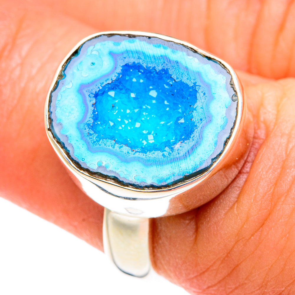 Blue Geode Slice Rings handcrafted by Ana Silver Co - RING77028