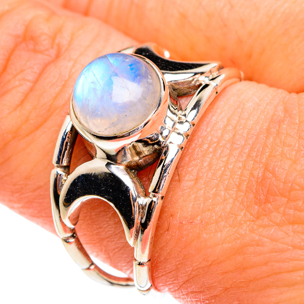 Rainbow Moonstone Rings handcrafted by Ana Silver Co - RING77047