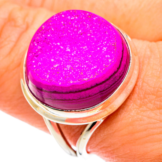 Pink Druzy Rings handcrafted by Ana Silver Co - RING77069