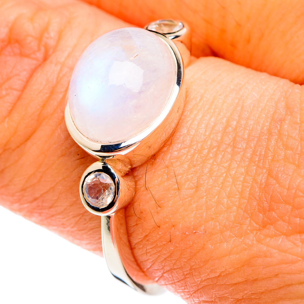 Rainbow Moonstone Rings handcrafted by Ana Silver Co - RING77078