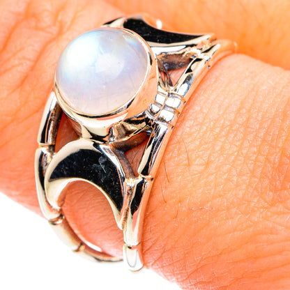 Rainbow Moonstone Rings handcrafted by Ana Silver Co - RING77107