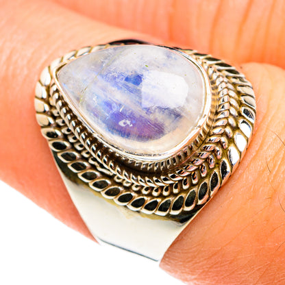 Rainbow Moonstone Rings handcrafted by Ana Silver Co - RING77108