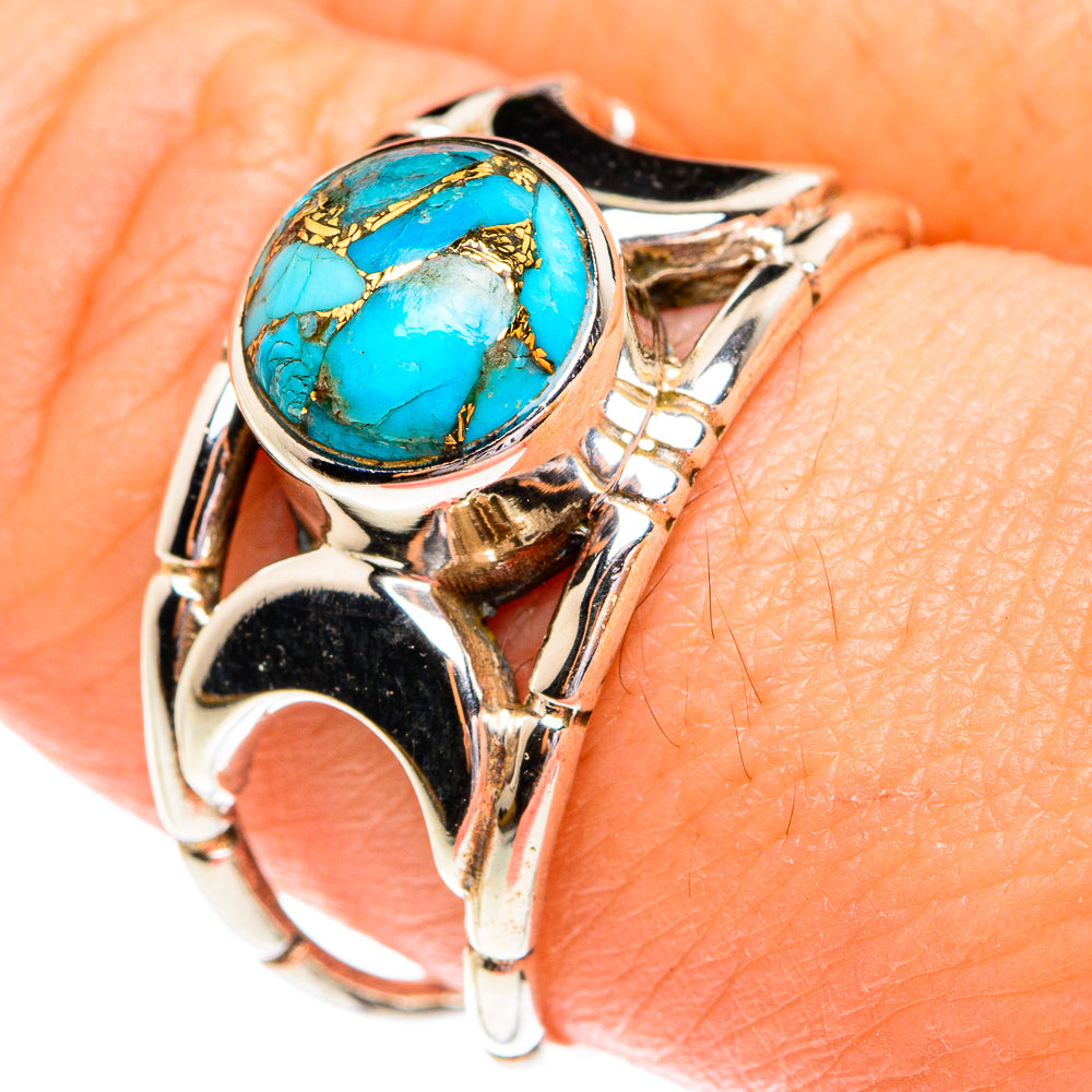Blue Copper Composite Turquoise Rings handcrafted by Ana Silver Co - RING77116