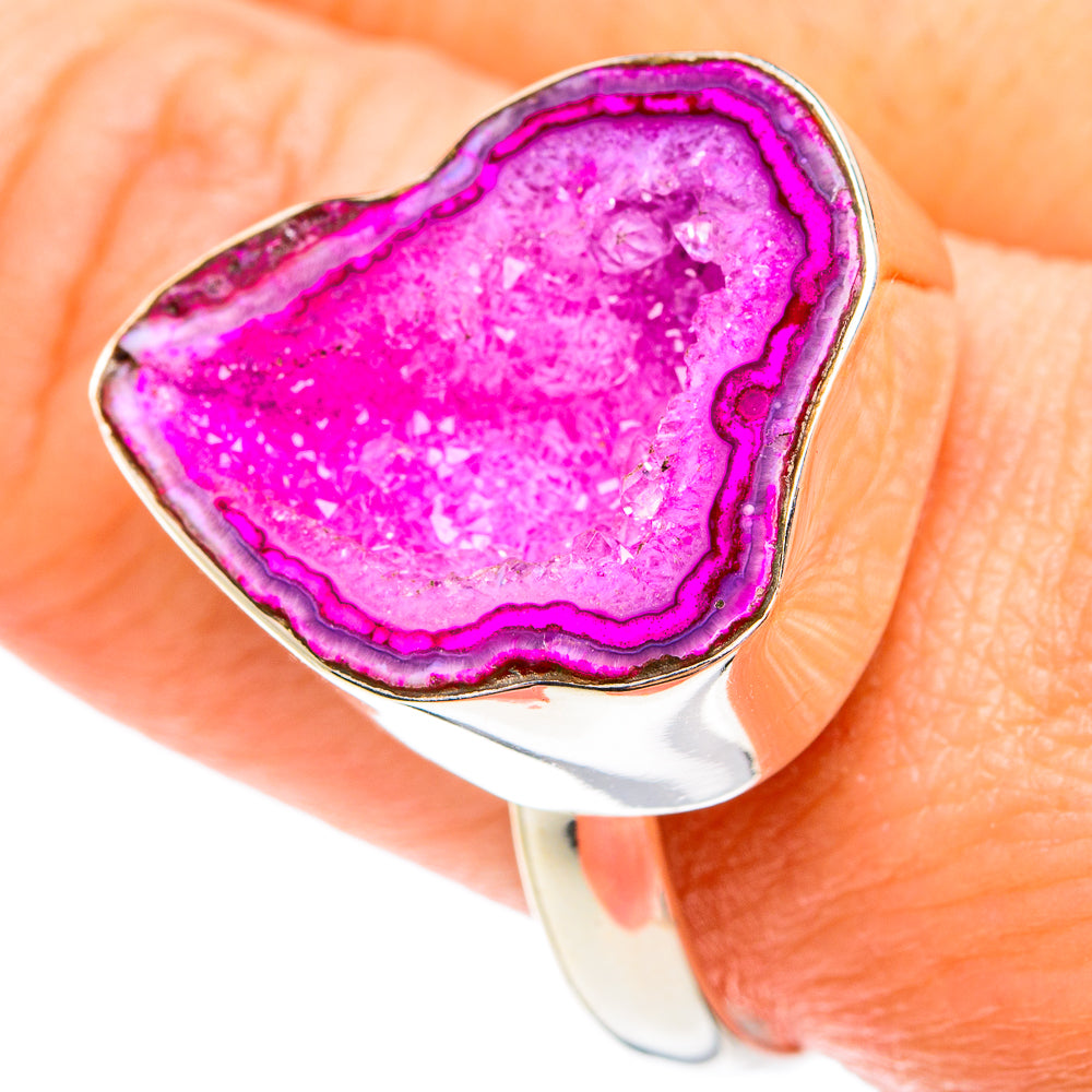 Pink Geode Slice Rings handcrafted by Ana Silver Co - RING77126