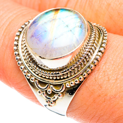 Rainbow Moonstone Rings handcrafted by Ana Silver Co - RING77136