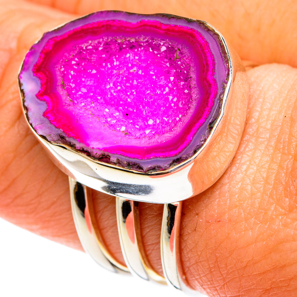 Pink Geode Slice Rings handcrafted by Ana Silver Co - RING77179