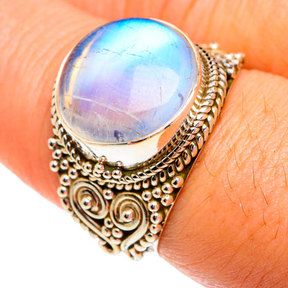 Rainbow Moonstone Rings handcrafted by Ana Silver Co - RING77187