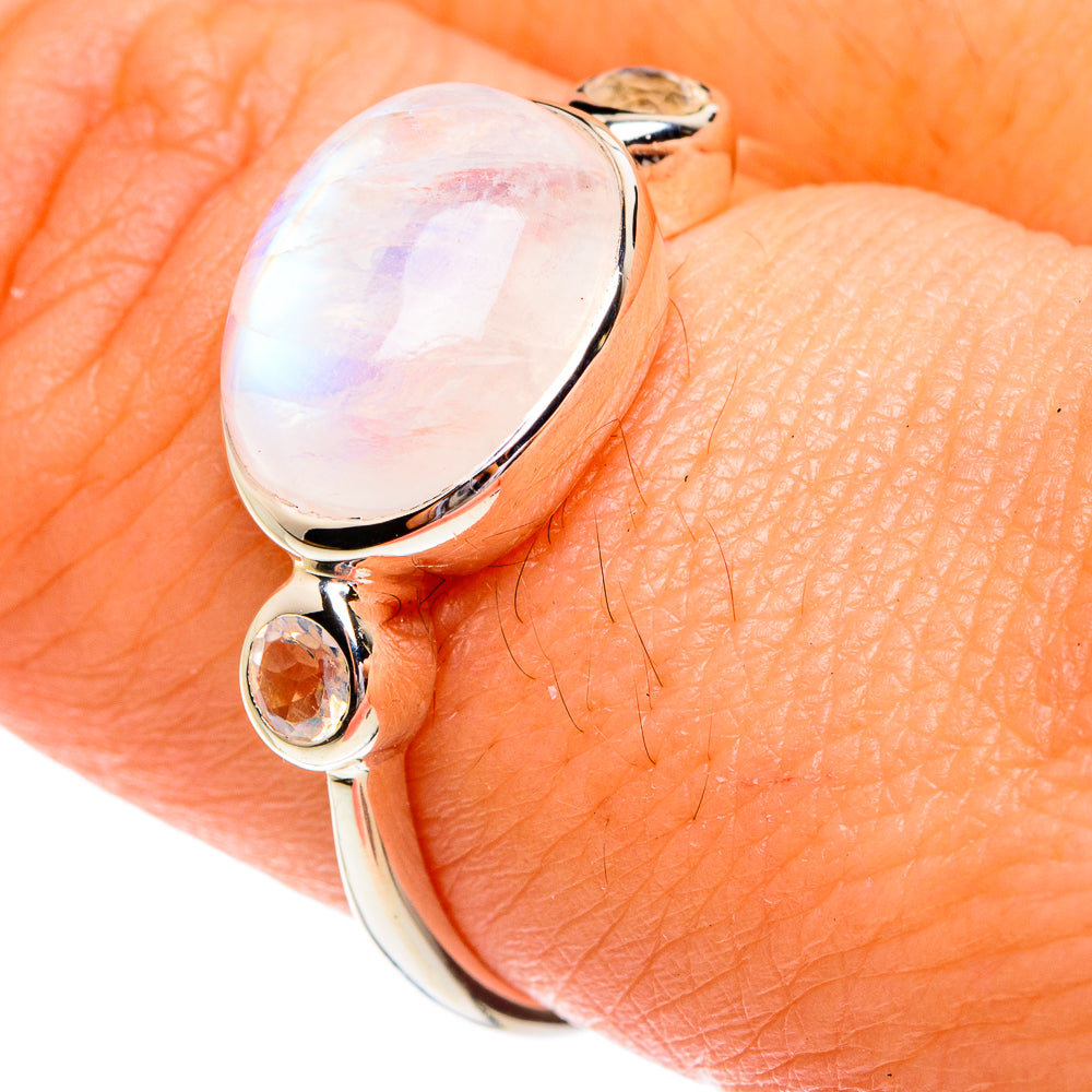 Rainbow Moonstone Rings handcrafted by Ana Silver Co - RING77217