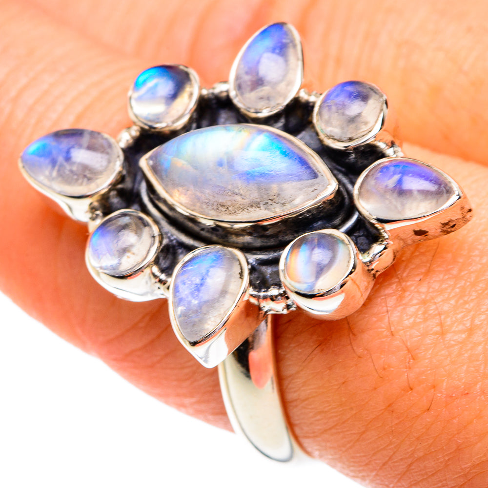 Rainbow Moonstone Rings handcrafted by Ana Silver Co - RING77242